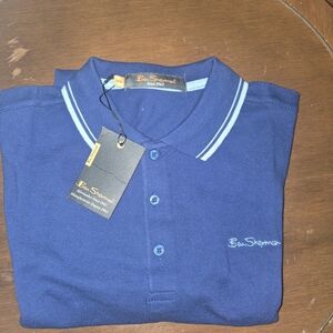 Ben Sherman Navy Polo with Light Blue Trim and Embroidered Logo